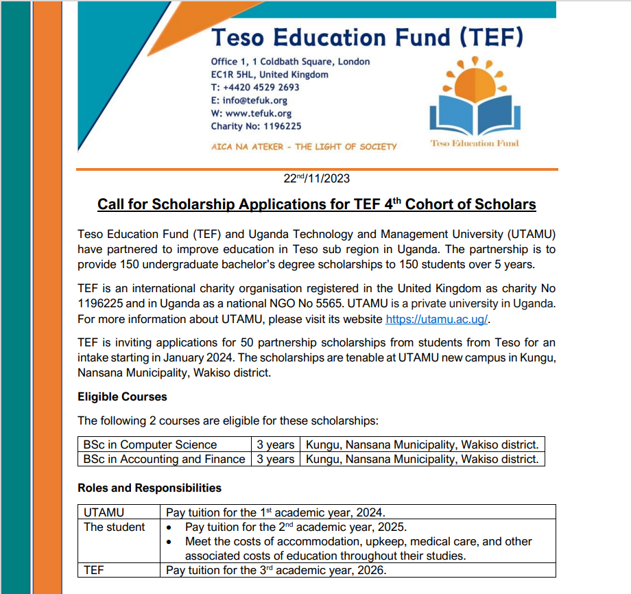 TEF UTAMU Scholarship